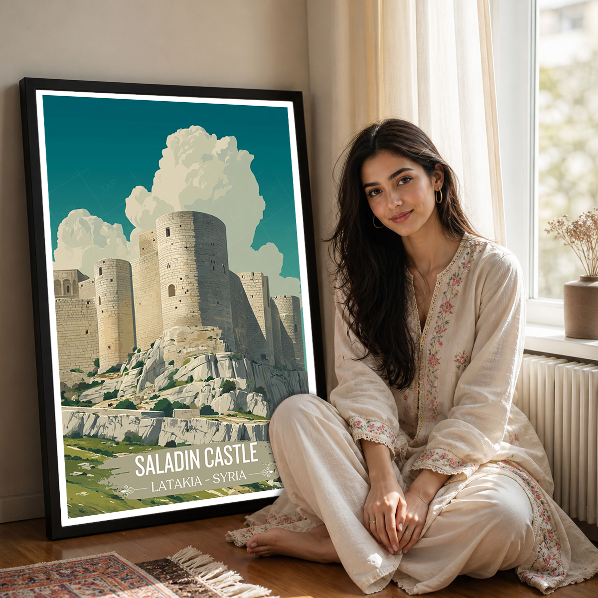 Saladin Castle - Syria - Travel Poster Print Modern Style Wall Art