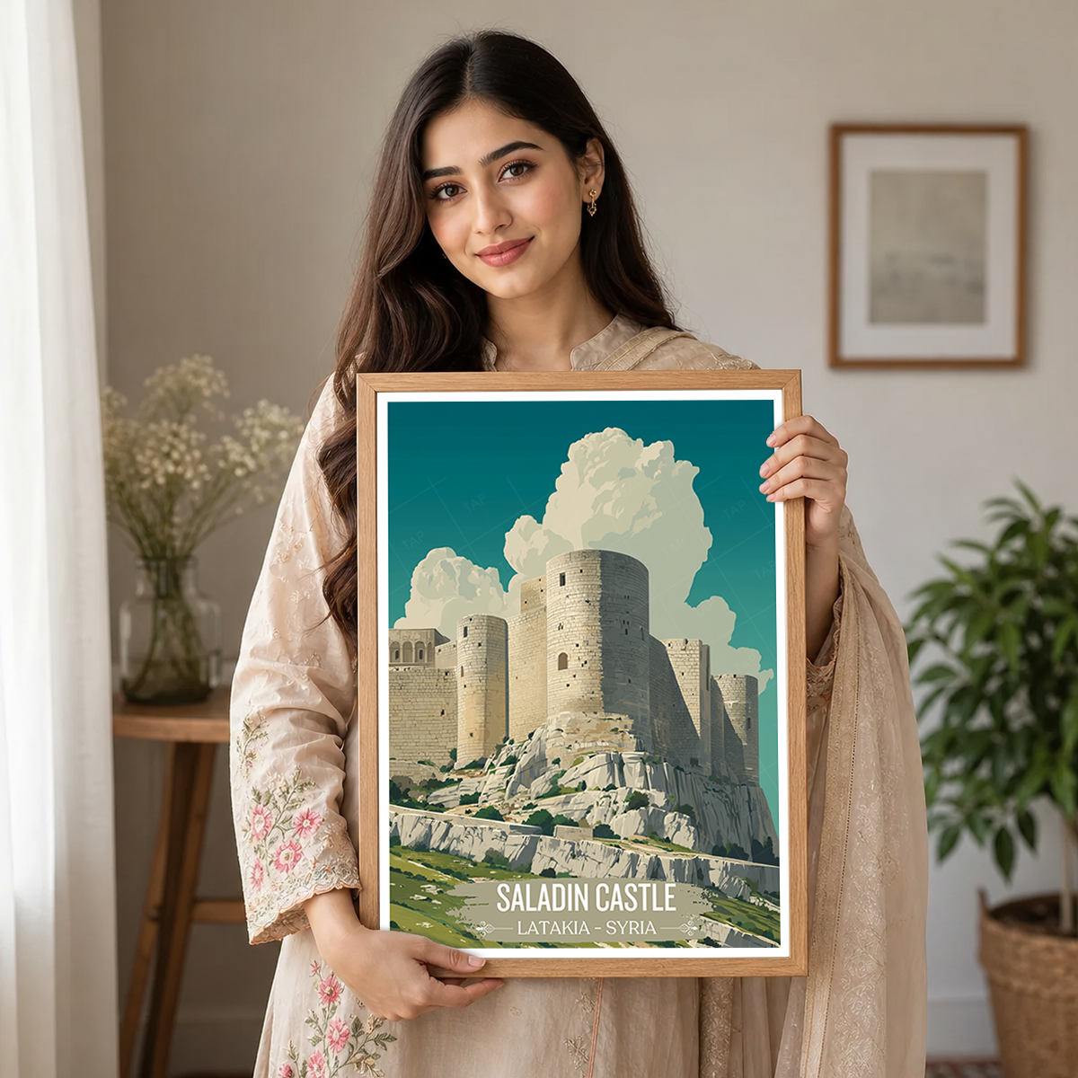 Saladin Castle - Syria - Travel Poster Print Modern Style Wall Art