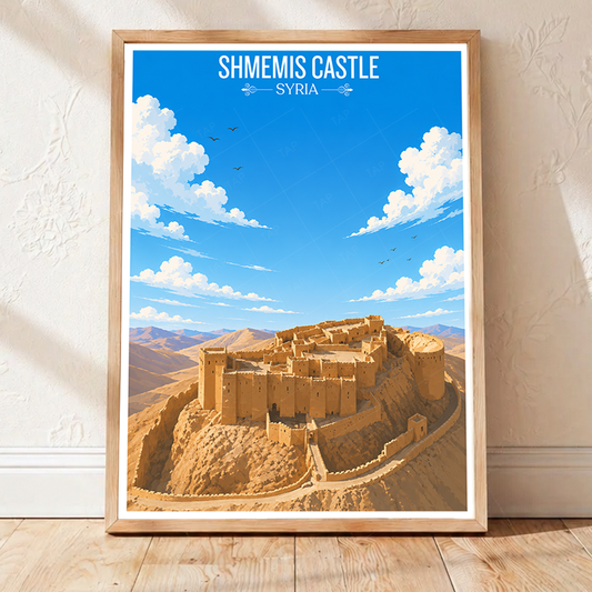 Shmemis Castle - Syria - Travel Poster Print Modern Style Wall Art - Art Print - Travel Art Poster