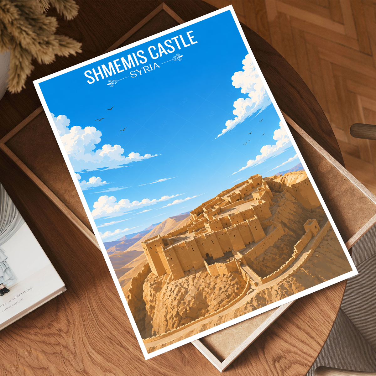 Shmemis Castle - Syria - Travel Poster Print Modern Style Wall Art