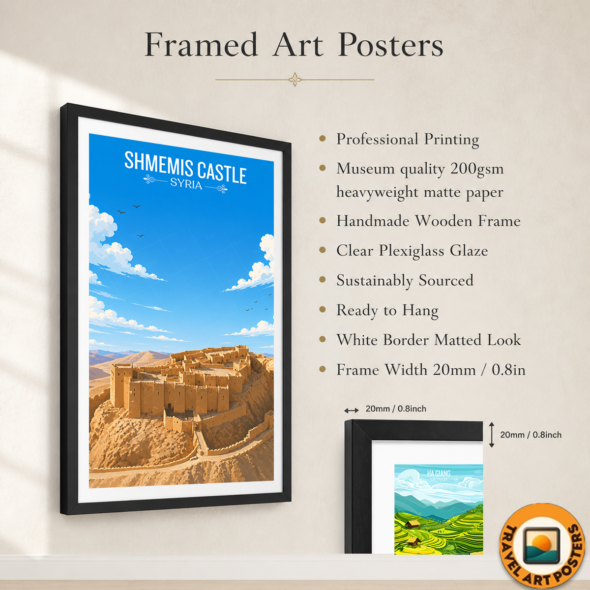 Shmemis Castle - Syria - Travel Poster Print Modern Style Wall Art
