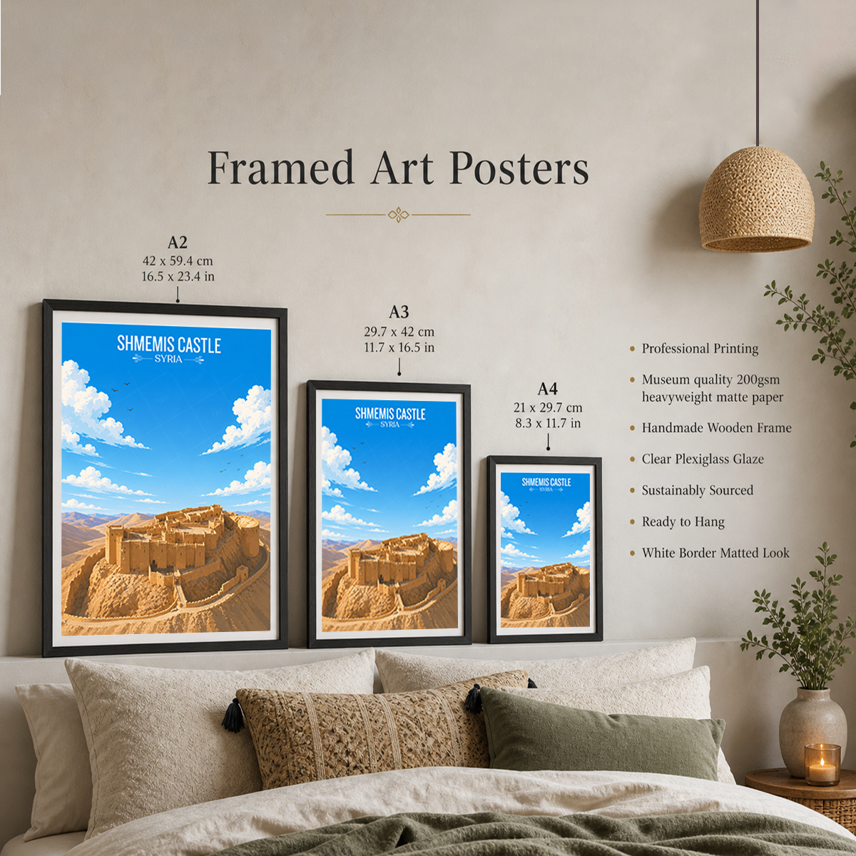Shmemis Castle - Syria - Travel Poster Print Modern Style Wall Art