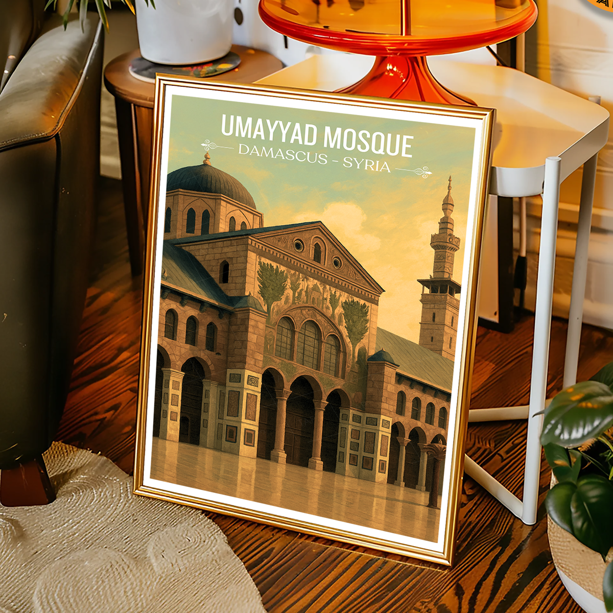 Umayyad Mosque - Syria - Travel Poster Print Modern Style Wall Art