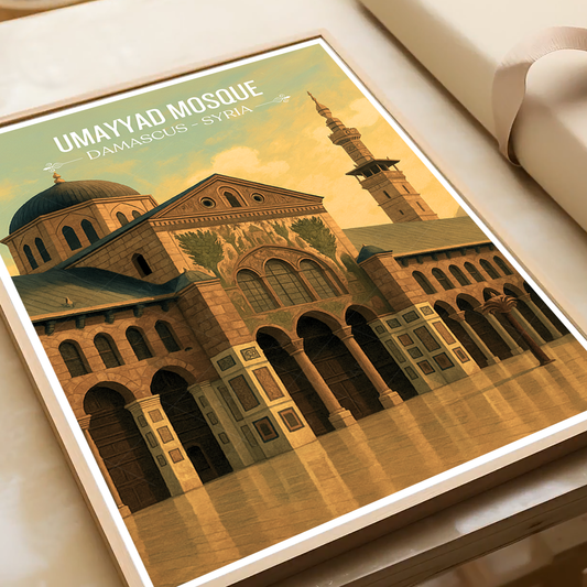 Umayyad Mosque - Syria - Travel Poster Print Modern Style Wall Art - Art Print - Travel Art Poster