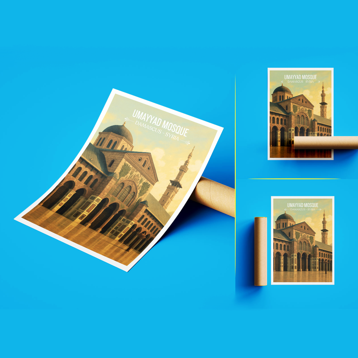 Umayyad Mosque - Syria - Travel Poster Print Modern Style Wall Art