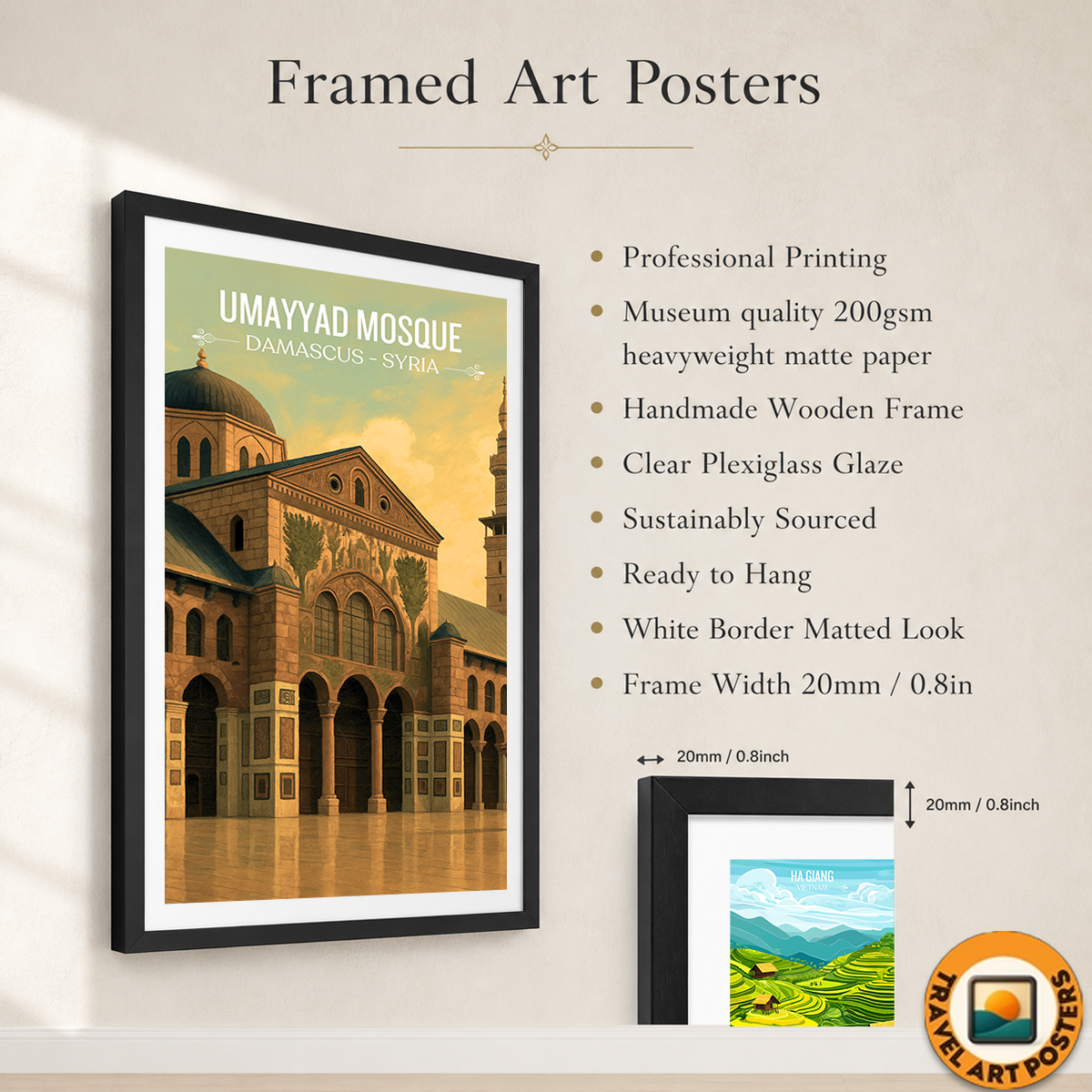 Umayyad Mosque - Syria - Travel Poster Print Modern Style Wall Art