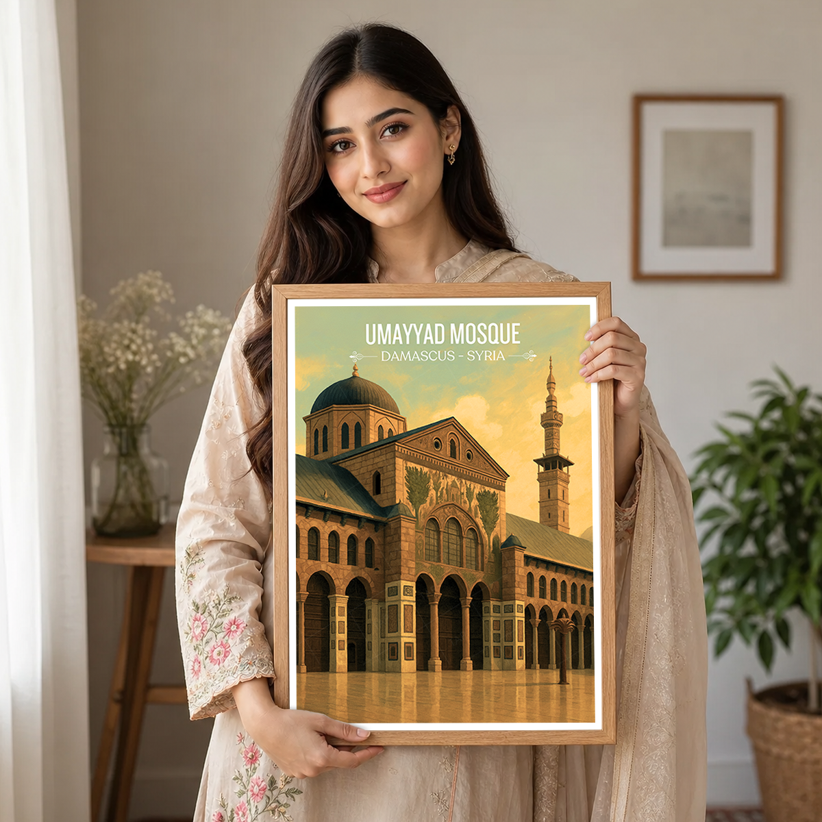 Umayyad Mosque - Syria - Travel Poster Print Modern Style Wall Art