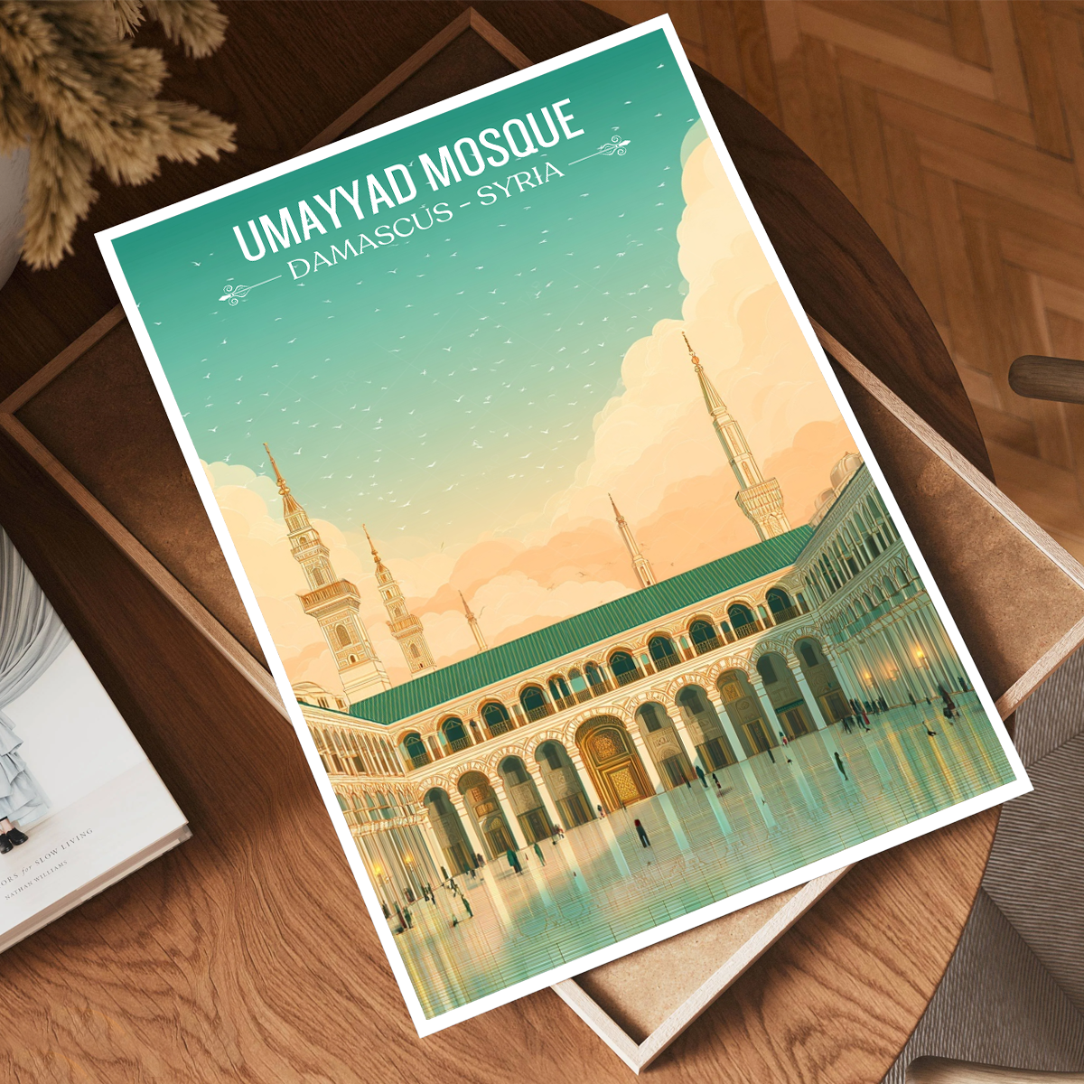 Umayyad Mosque - Syria - Travel Poster Print Modern Style Wall Art