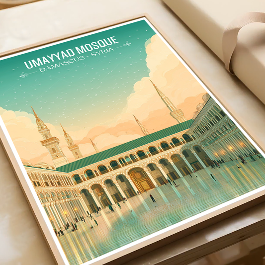 Umayyad Mosque - Syria - Travel Poster Print Modern Style Wall Art - Art Print - Travel Art Poster