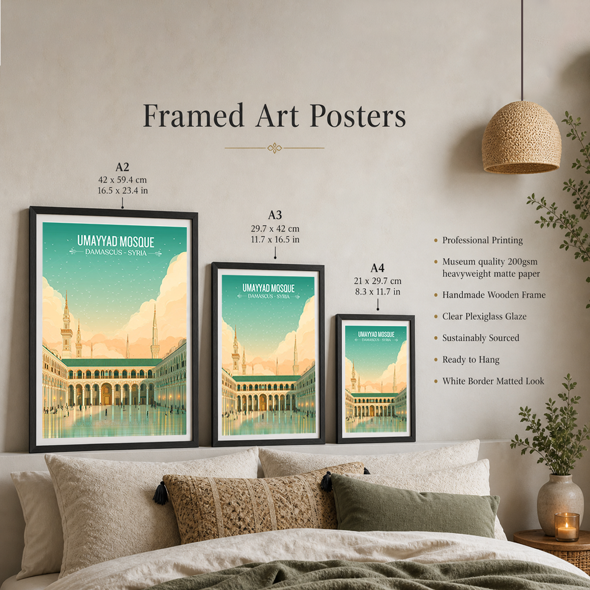 Umayyad Mosque - Syria - Travel Poster Print Modern Style Wall Art