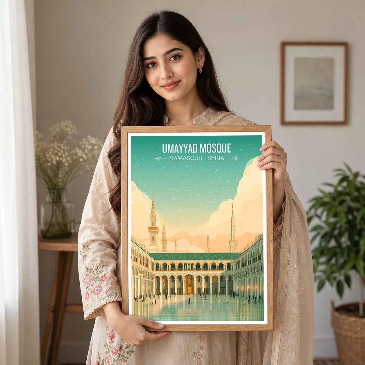 Umayyad Mosque - Syria - Travel Poster Print Modern Style Wall Art