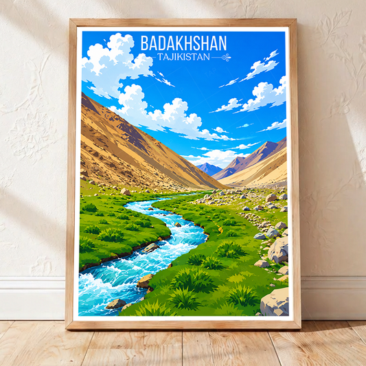 Badakhshan - Tajikistan - Travel Poster Print Modern Style Wall Art - Art Print - Travel Art Poster