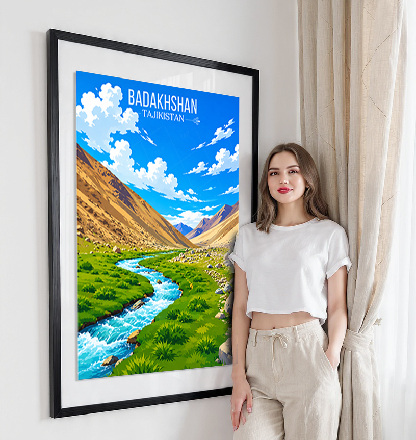 Badakhshan - Tajikistan - Travel Poster Print Modern Style Wall Art - Art Print - Travel Art Poster