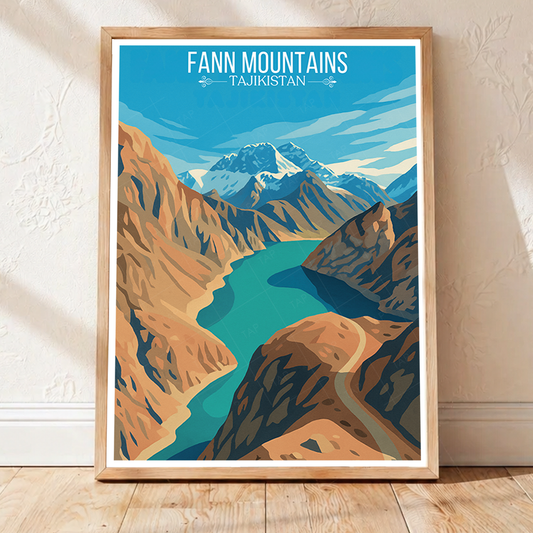 Fann Mountains - Tajikistan - Travel Poster Print Modern Style Wall Art - Art Print - Travel Art Poster