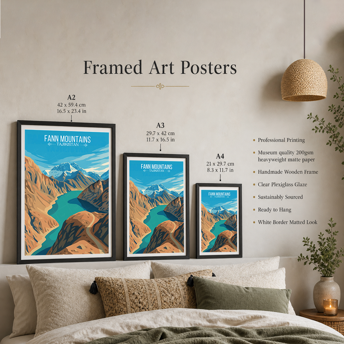 Fann Mountains - Tajikistan - Travel Poster Print Modern Style Wall Art