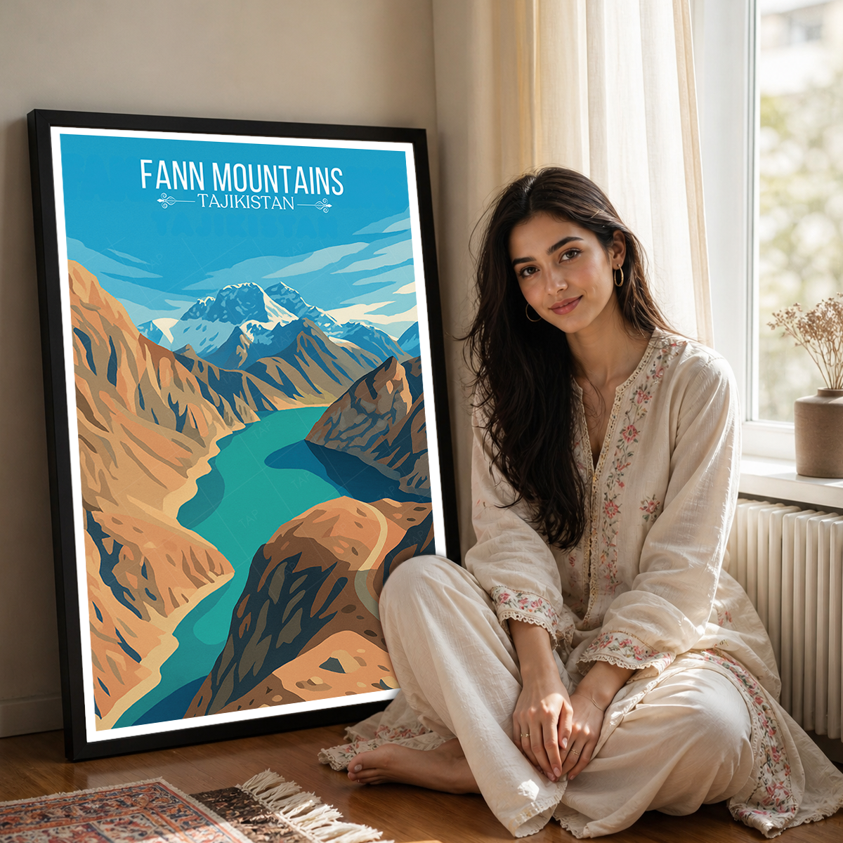 Fann Mountains - Tajikistan - Travel Poster Print Modern Style Wall Art