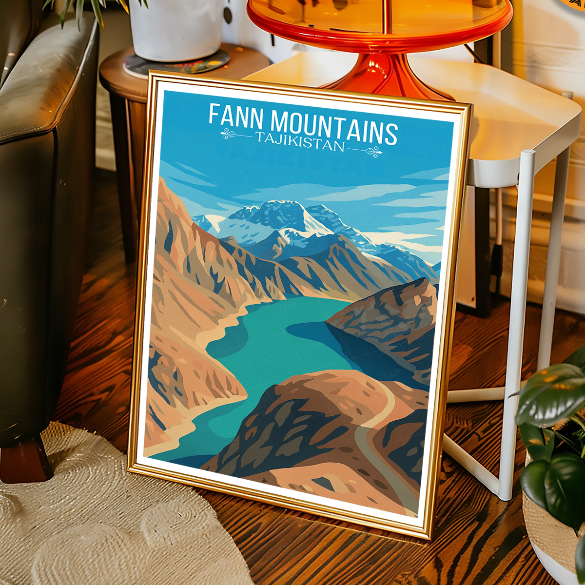 Fann Mountains - Tajikistan - Travel Poster Print Modern Style Wall Art