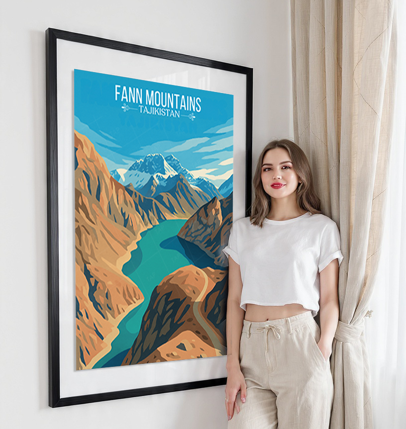 Fann Mountains - Tajikistan - Travel Poster Print Modern Style Wall Art
