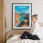 Fann Mountains - Tajikistan - Travel Poster Print Modern Style Wall Art