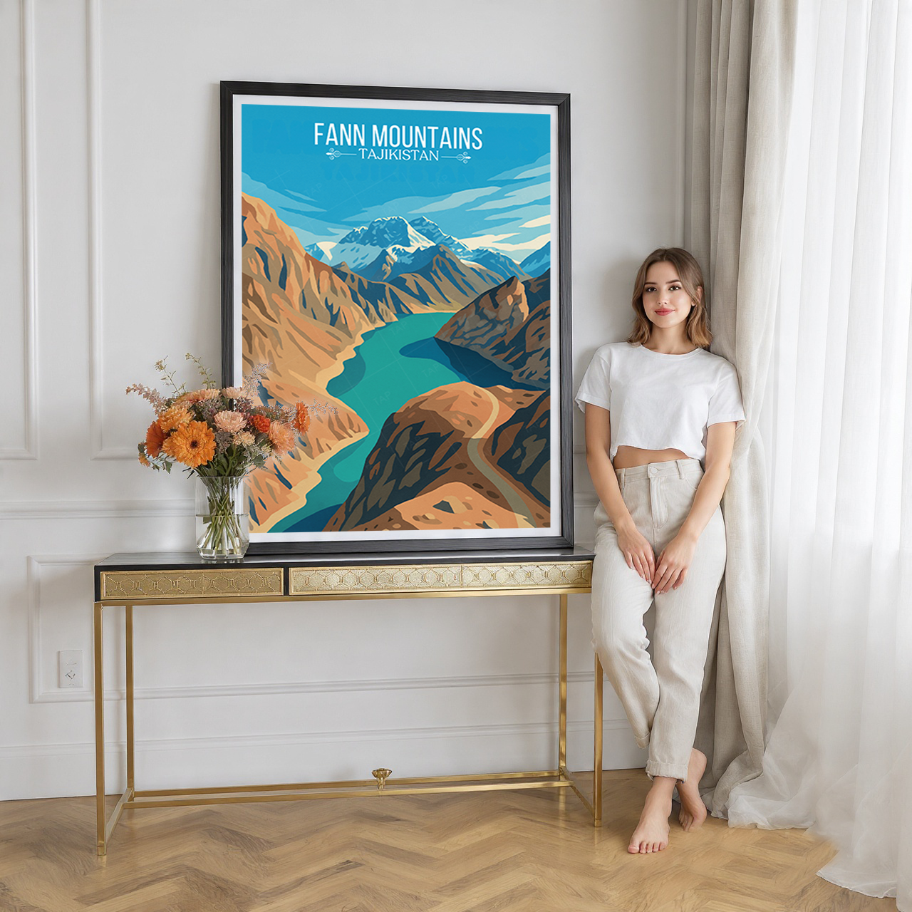 Fann Mountains - Tajikistan - Travel Poster Print Modern Style Wall Art