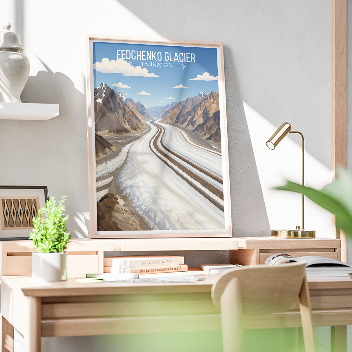 Fedchenko Glacier - Tajikistan - Travel Poster Print Modern Style Wall Art
