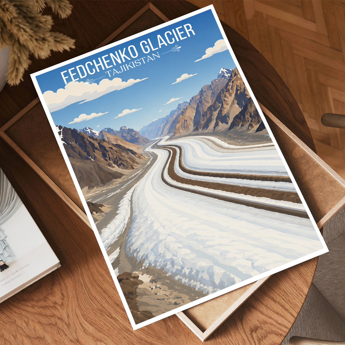 Fedchenko Glacier - Tajikistan - Travel Poster Print Modern Style Wall Art