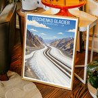 Fedchenko Glacier - Tajikistan - Travel Poster Print Modern Style Wall Art