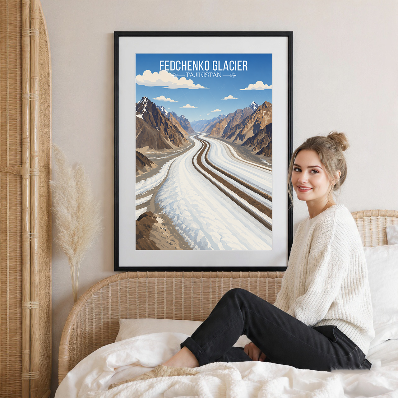 Fedchenko Glacier - Tajikistan - Travel Poster Print Modern Style Wall Art