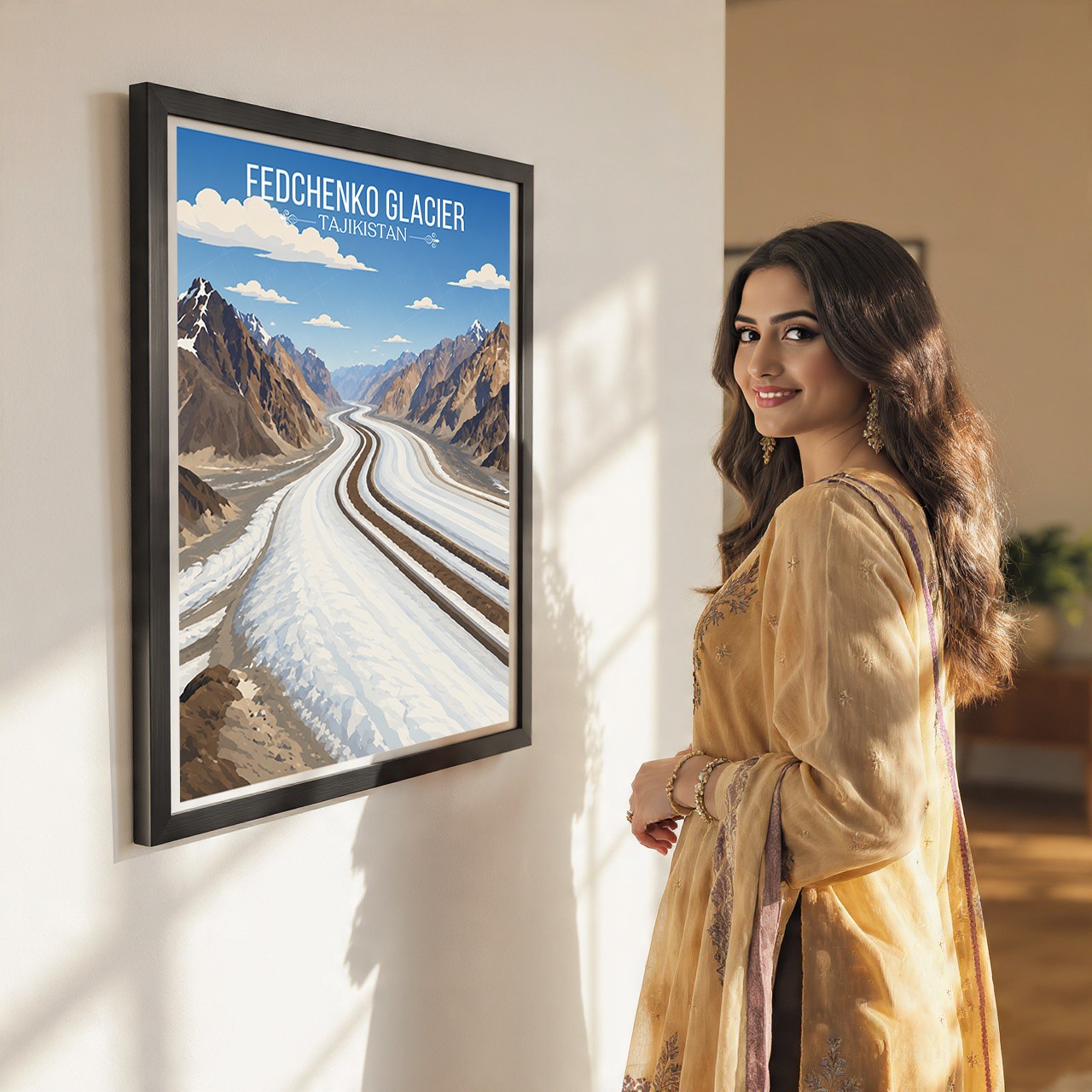 Fedchenko Glacier - Tajikistan - Travel Poster Print Modern Style Wall Art