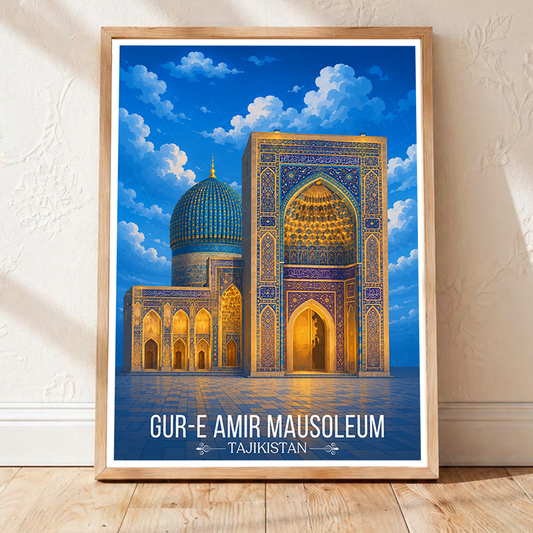 Gur-e-Amir Masuoleum - Tajikistan - Travel Poster Print Modern Style Wall Art - Art Print - Travel Art Poster