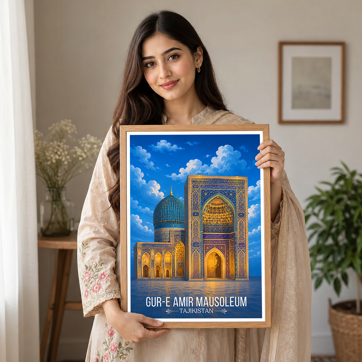 Gur-e-Amir Masuoleum - Tajikistan - Travel Poster Print Modern Style Wall Art