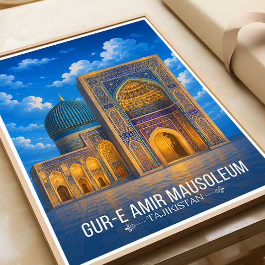 Gur-e-Amir Masuoleum - Tajikistan - Travel Poster Print Modern Style Wall Art - Art Print - Travel Art Poster