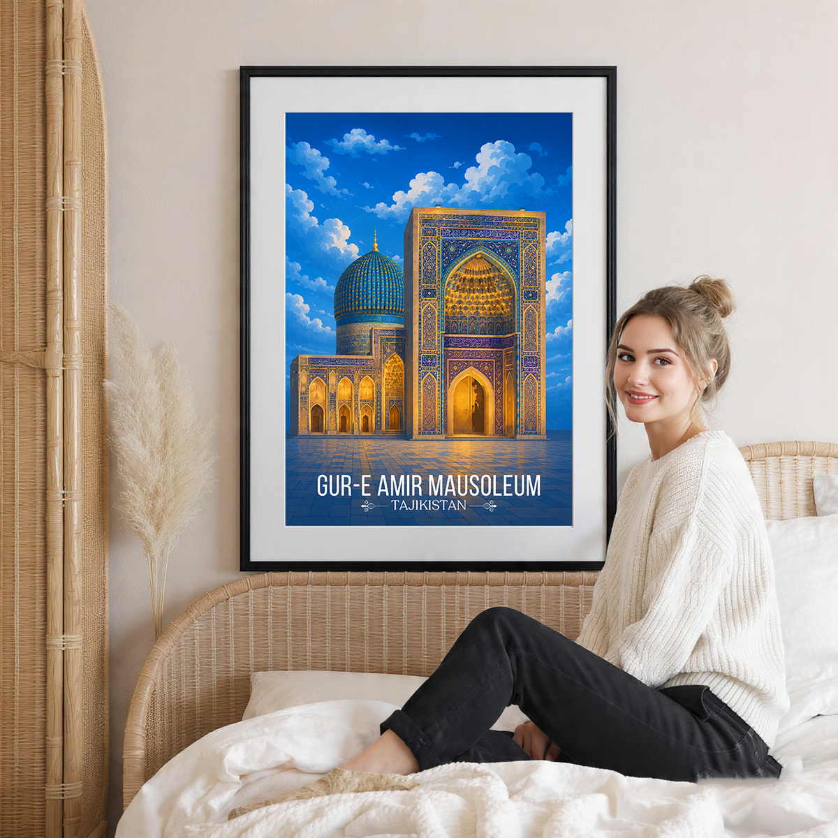Gur-e-Amir Masuoleum - Tajikistan - Travel Poster Print Modern Style Wall Art