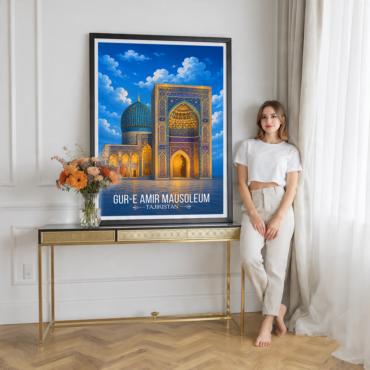 Gur-e-Amir Masuoleum - Tajikistan - Travel Poster Print Modern Style Wall Art