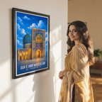 Gur-e-Amir Masuoleum - Tajikistan - Travel Poster Print Modern Style Wall Art