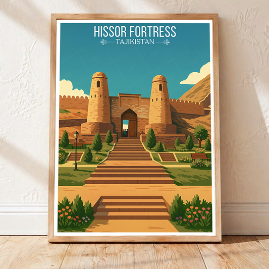 Hissor Fortress - Tajikistan - Travel Poster Print Modern Style Wall Art - Art Print - Travel Art Poster