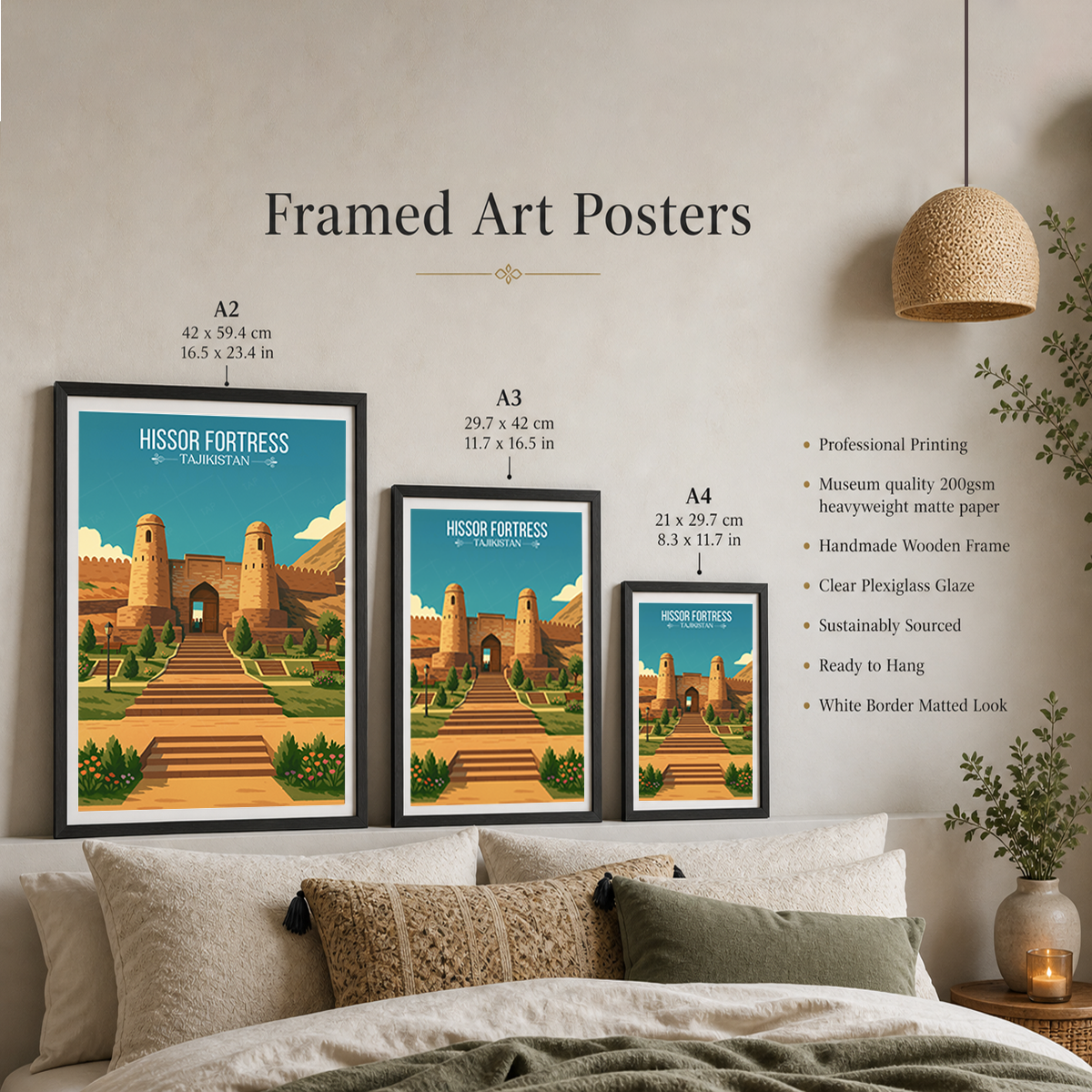 Hissor Fortress - Tajikistan - Travel Poster Print Modern Style Wall Art