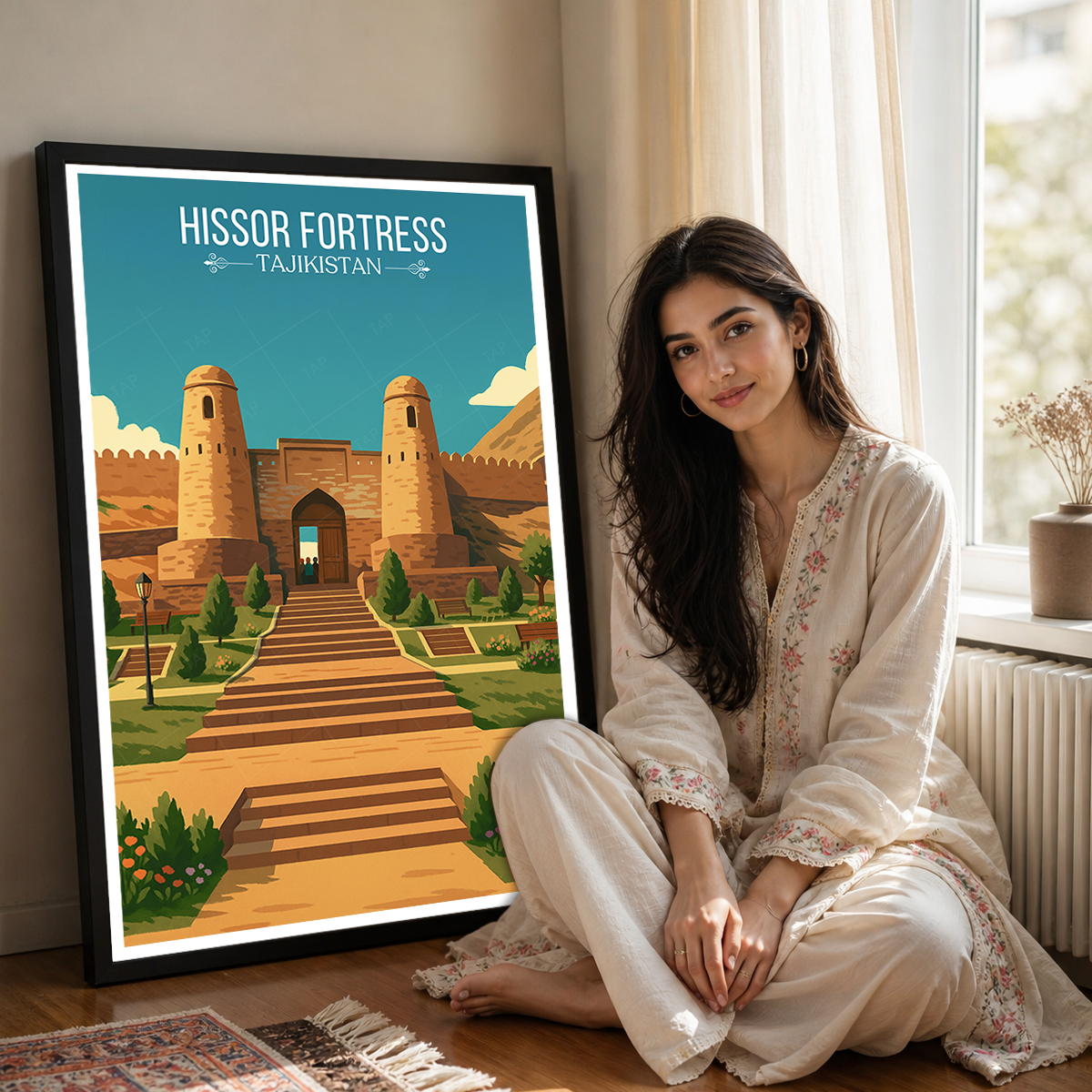 Hissor Fortress - Tajikistan - Travel Poster Print Modern Style Wall Art
