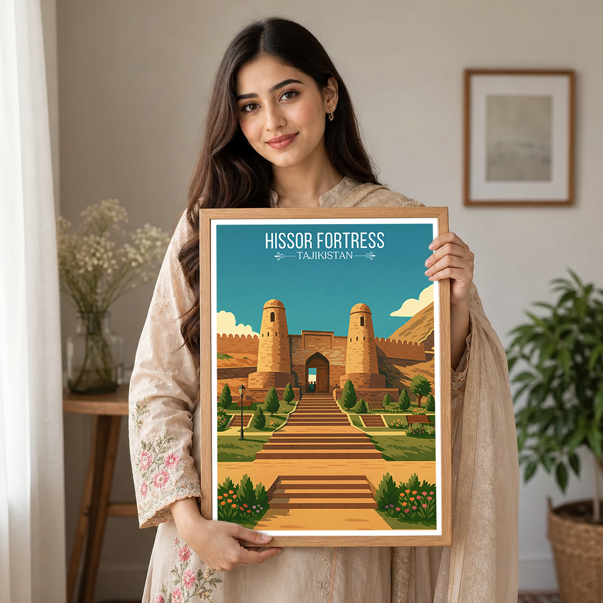 Hissor Fortress - Tajikistan - Travel Poster Print Modern Style Wall Art
