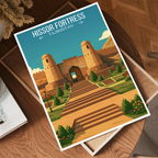 Hissor Fortress - Tajikistan - Travel Poster Print Modern Style Wall Art