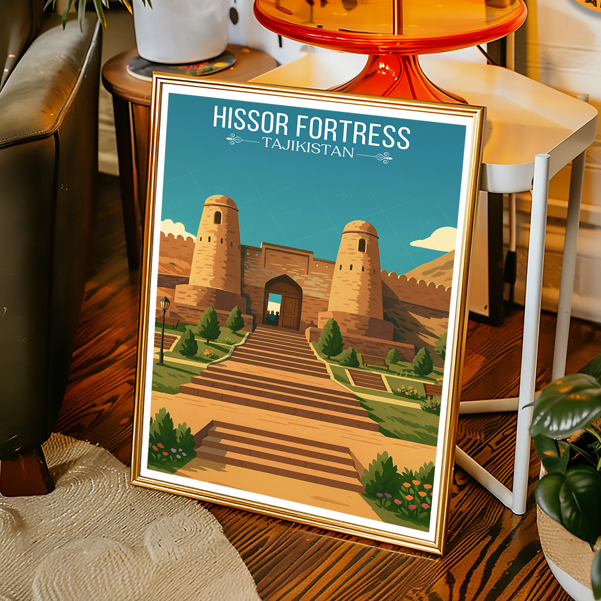 Hissor Fortress - Tajikistan - Travel Poster Print Modern Style Wall Art