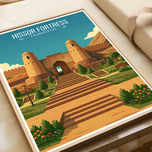 Hissor Fortress - Tajikistan - Travel Poster Print Modern Style Wall Art - Art Print - Travel Art Poster