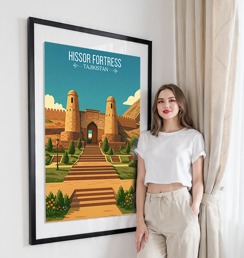 Hissor Fortress - Tajikistan - Travel Poster Print Modern Style Wall Art