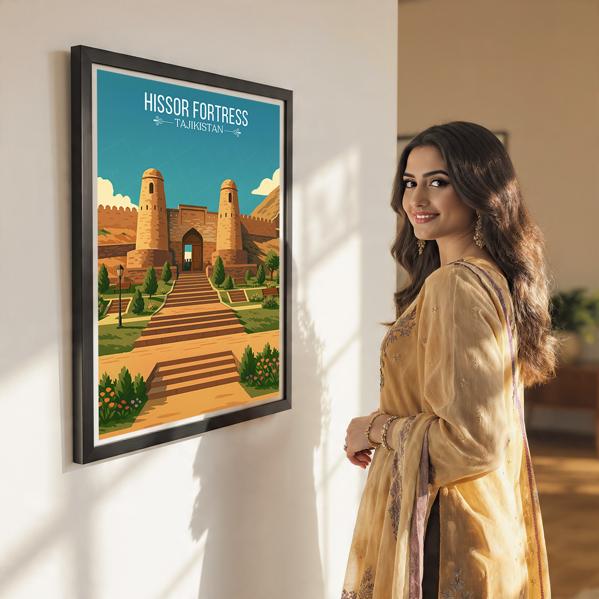 Hissor Fortress - Tajikistan - Travel Poster Print Modern Style Wall Art