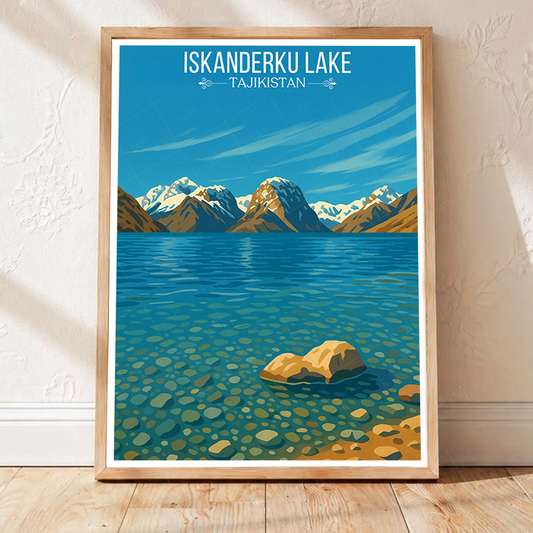 Iskanderku Lake - Tajikistan - Travel Poster Print Modern Style Wall Art - Art Print - Travel Art Poster