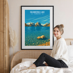 Iskanderku Lake - Tajikistan - Travel Poster Print Modern Style Wall Art