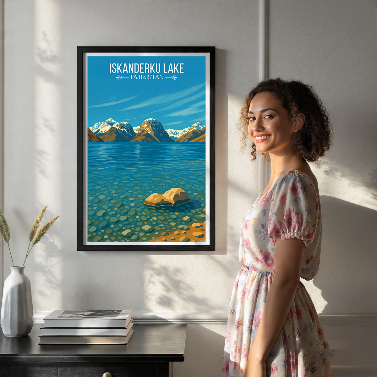 Iskanderku Lake - Tajikistan - Travel Poster Print Modern Style Wall Art