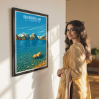 Iskanderku Lake - Tajikistan - Travel Poster Print Modern Style Wall Art