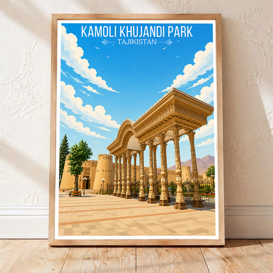 Kamoli Khujandi Park - Tajikistan - Travel Poster Print Modern Style Wall Art - Art Print - Travel Art Poster