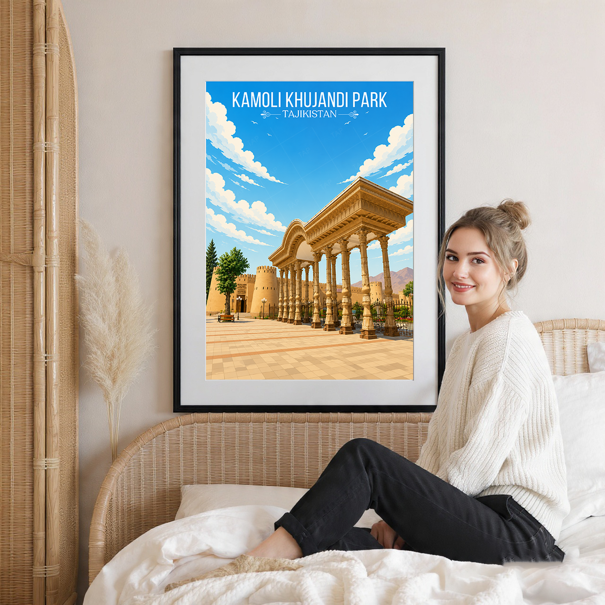Kamoli Khujandi Park - Tajikistan - Travel Poster Print Modern Style Wall Art